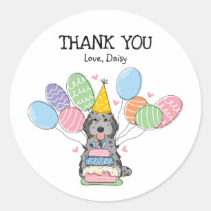 Merle Cockapoo Cavapoo Birthday Favor Tags Sticker