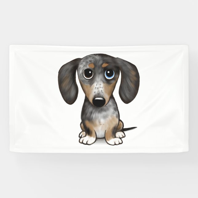 Merle Dapple Dackel Niedliche Dackel Dog Banner (Horizontal)