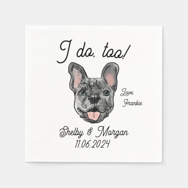 Merle French Bulldog Wedding Cocktail Napkin Serviette (Vorderseite)
