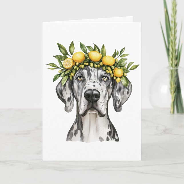 Merle Great Dane Dog Lemon Crown Karte (Vorderseite)
