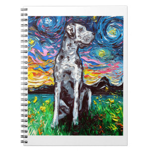 Merle Great Dane Starry Night Impressionist Hund Notizblock