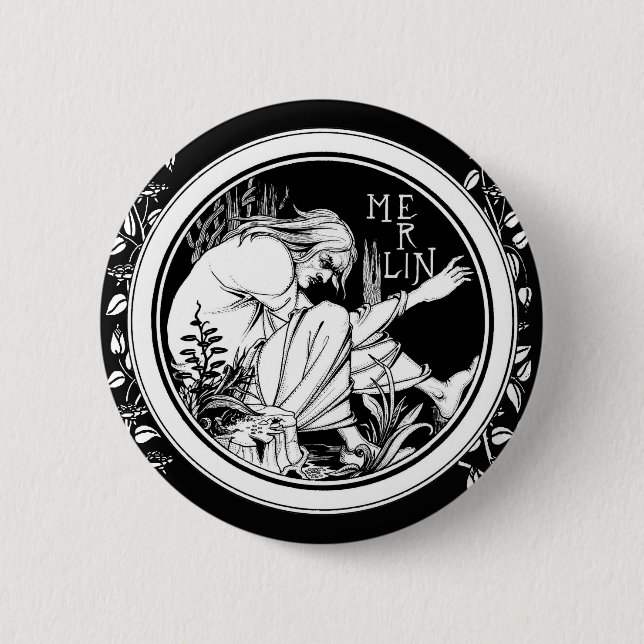Merlin Art Nouveau Fantasy Button (Vorderseite)