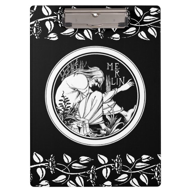 Merlin Art Nouveau Fantasy Klemmbrett (Vorderseite)