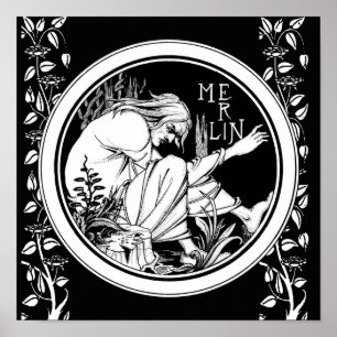 Merlin Art Nouveau Fantasy Poster