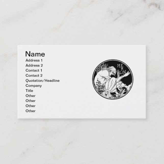 Merlin Art Nouveau Fantasy Visitenkarte (Vorderseite)