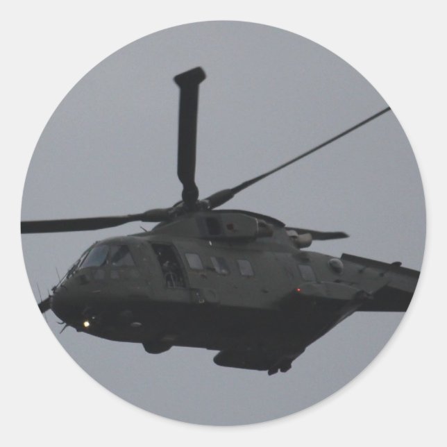 Merlin Helicopter von RAF Benson, Vereinigtes Köni Runder Aufkleber (Vorderseite)