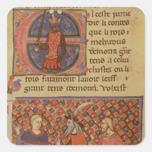 Merlin tutoring Arthur Quadratischer Aufkleber (Vorderseite)