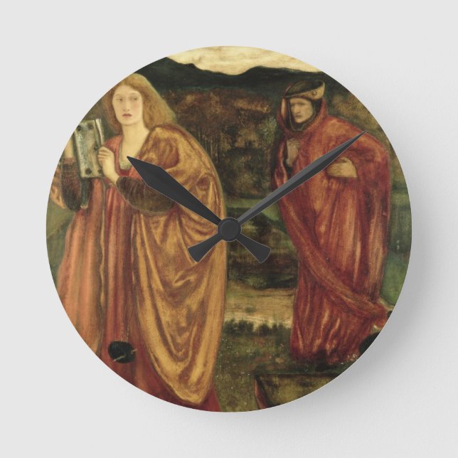 Merlin und Nimue von 'Morte d'Arthur', 1861 Runde Wanduhr (Vorderseite)