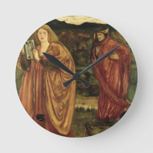 Merlin und Nimue von 'Morte d'Arthur', 1861 Runde Wanduhr