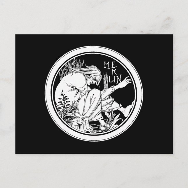 "Merlin" von Aubrey Beardsley, 1893 Postkarte (Vorderseite)