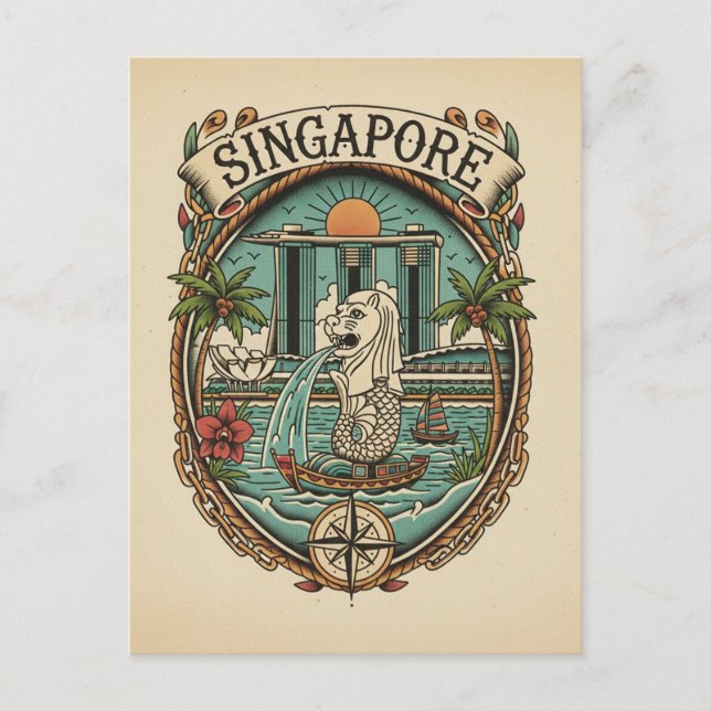 Merlion Singapore Postkarte (Vorderseite)
