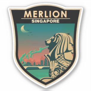Merlion Singapur Reisen Vintage Kunst Aufkleber