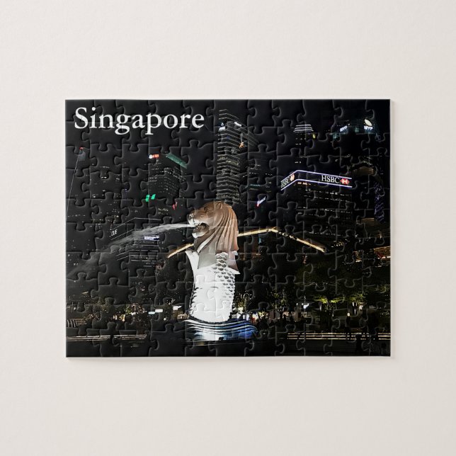 Merlion & Singapur Skyline #1-2 Jigsaw Puzzle (Horizontal)