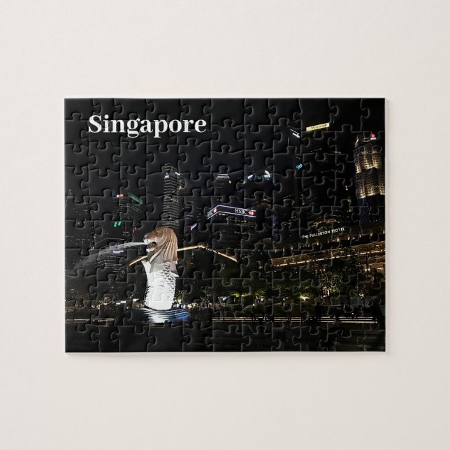 Merlion & Singapur Skyline #1 Jigsaw Puzzle (Horizontal)