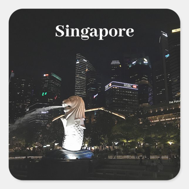 Merlion & Singapur Skyline #1 Stickers (Vorderseite)