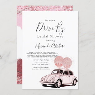 Merlot Blush Pink Auto Drive By Brautparty Invi Einladung