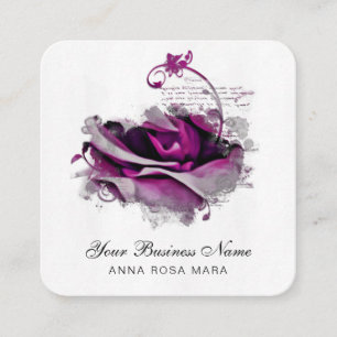 *~* Merlot Burgund Logo QR Rose Floral Blumen Quad Quadratische Visitenkarte