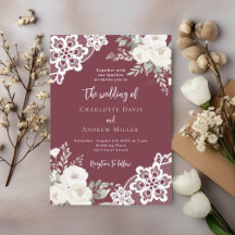 Merlot burgunderweiße Rosen Spitze Hochzeit