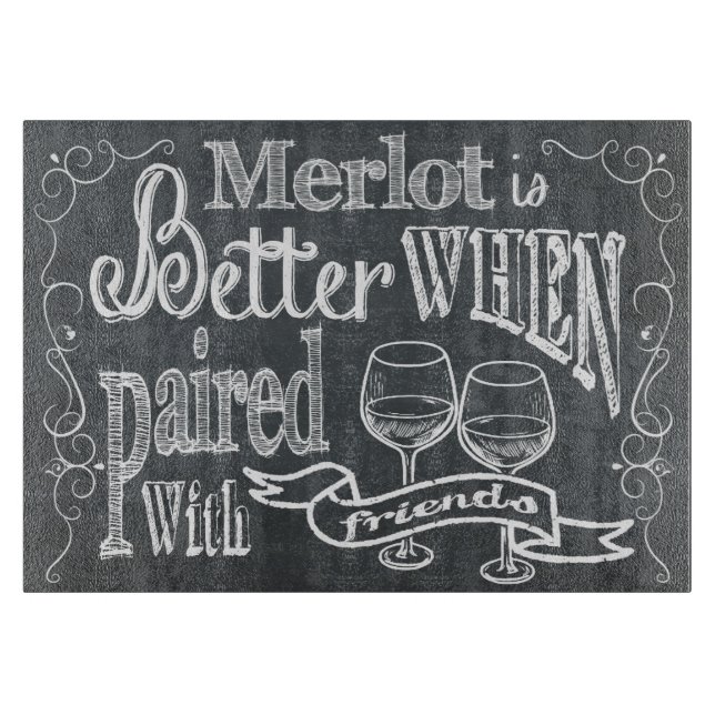 Merlot Chalkboard Schneidebrett (Vorderseite)