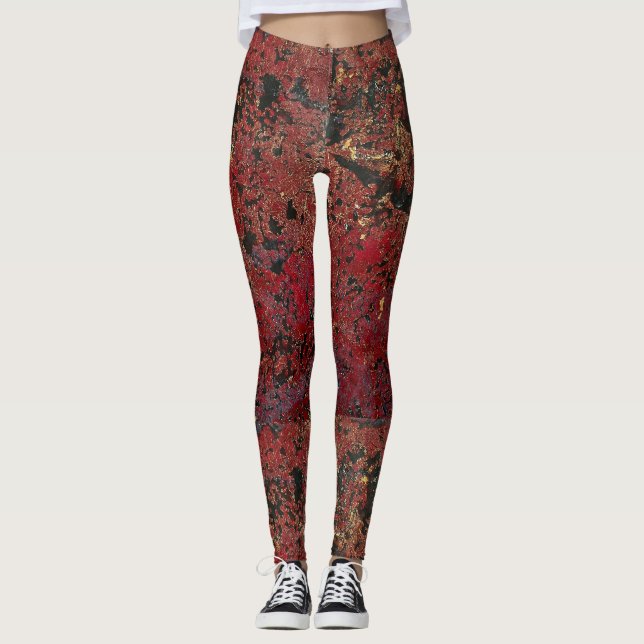 Merlot Gold Luxe Texturierte Leggings (Vorderseite)