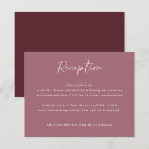 Merlot-Hochzeit Moderne Handschrift Empfangskarte Begleitkarte