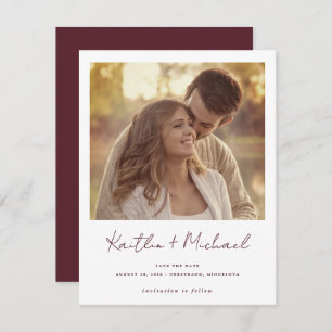 Merlot Modernes Handwriting Foto Hochzeit Save The Date