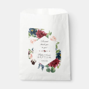 Merlot Pink Floral Geometric Taufe Vielen Dank Geschenktütchen