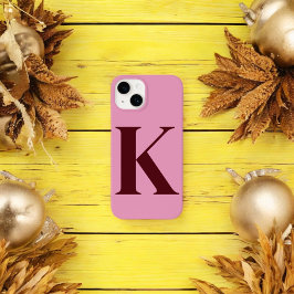 Merlot Pink Initial Personalisiert Monogram Design Case-Mate iPhone 14 Hülle
