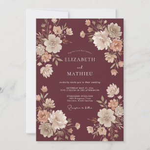 Merlot Ranunculus Eukalyptus Hochzeit Einladung