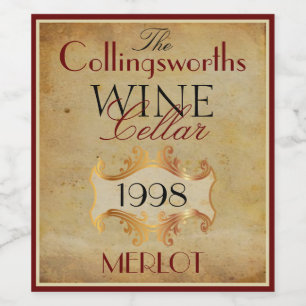 Merlot Red Wein Flasche Personalisiert Weinetikett