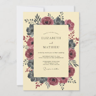 Merlot-Schiefer-Gemalte Hochzeit Einladung