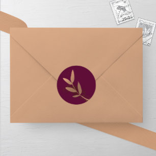Merlot und Bronze Fall Leaf Wedding Round Sticker