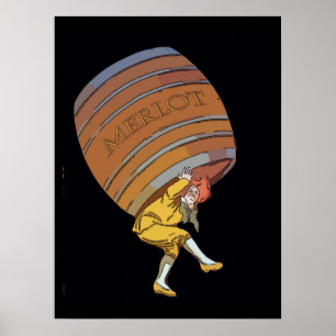Merlot, Weinbarrel Poster
