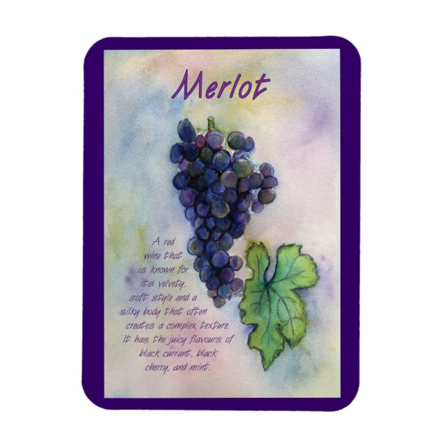 Merlot Weintrauben Malerei Kunst, Dichtung und Mus Magnet (Vertikal)