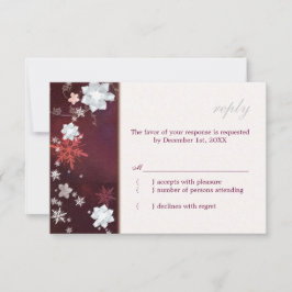 Merlot & White Floral Winter Wedding UAWG RSVP Karte