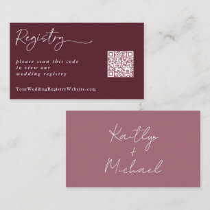 Merlot Wine Wedding Registry Modern QR Code Enclos Begleitkarte