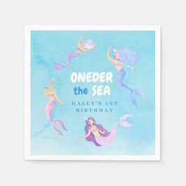 Mermaid 1. Geburtstag Eins der Meer Blue Budget Serviette