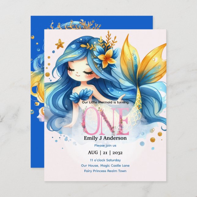 Mermaid 1. Geburtstag Messe Geburtstag (Vorne/Hinten)