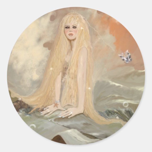 Mermaid 1 runder aufkleber (Vorderseite)