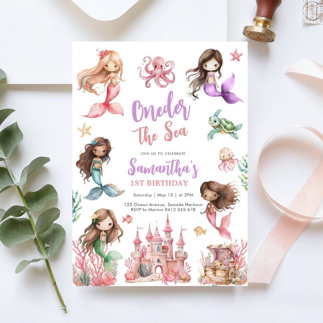 Mermaid 1st Birthday Party ONEder The Sea Mermaid  Einladung (Von Creator hochgeladen)