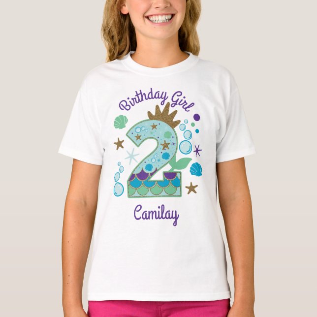 Mermaid 2. Geburtstag T-Shirt (Vorderseite)