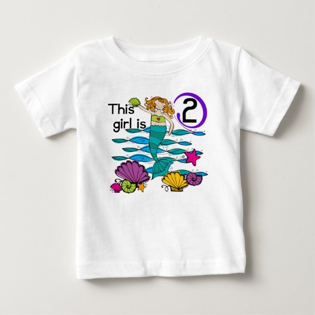 Mermaid 2. Geburtstag Tshirts und Geschenke (Vorderseite)