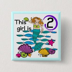 Mermaid 2. Geburtstag Tshirts und Geschenke Button