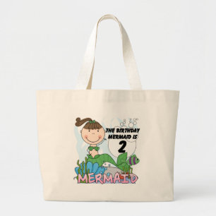Mermaid 2. Geburtstag Tshirts und Geschenke Jumbo Stoffbeutel