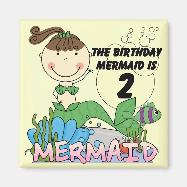 Mermaid 2. Geburtstag Tshirts und Geschenke Magnet (Vorne)