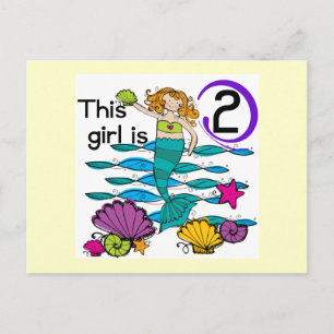 Mermaid 2. Geburtstag Tshirts und Geschenke Postkarte