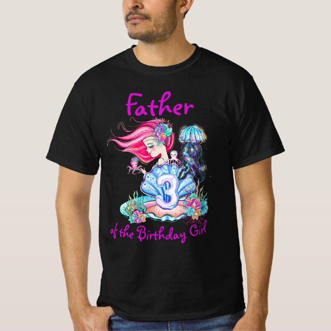Mermaid 3. Geburtstag Ändern Text anpassen T-Shirt (Vorderseite)