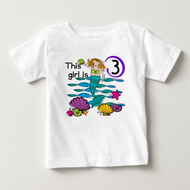 Mermaid 3. Geburtstag T Shirts und Geschenke (Vorderseite)