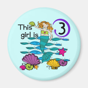 Mermaid 3. Geburtstag T Shirts und Geschenke Magnet