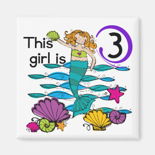 Mermaid 3. Geburtstag T Shirts und Geschenke Magnet